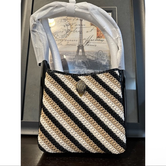 Kurt Geiger Small Bond Hobo Bag Black Beige - Picture 2 of 9